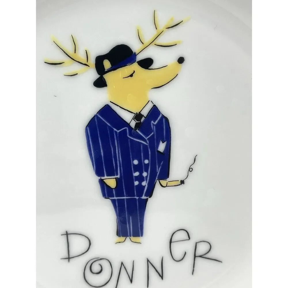 Pottery Barn Christmas Reindeer Donner Appetizer Salad Dessert Plate 8” Japan